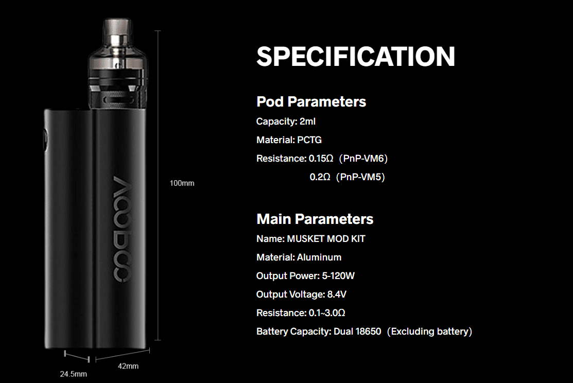 Voopoo Musket 120W Kit Black Info