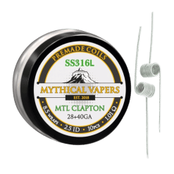 Mythical Vapers SS316L MTL Clapton Coils (28+40GA) Ø2.5mm ~1.0Ω 10pcs