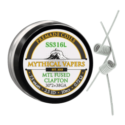 Mythical Vapers SS316L MTL Fused Clapton Coils (230+38) Ø2.5mm ~0.72Ω 10pcs