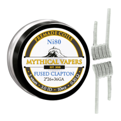 Mythical Vapers Ni80 Fused Clapton Coils (2*26+36GA) Ø3.0mm ~0.30Ω 10pcs