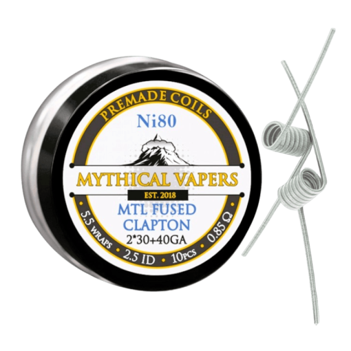 Mythical Vapers Ni80 MTL Fused Clapton Coils (230+40) Ø2.5mm ~0.85Ω 10pcs