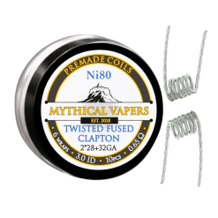 Mythical Vapers Ni80 Twisted Fused Clapton Coils (228+32GA) Ø3.0mm ~0.65Ω 10pcs