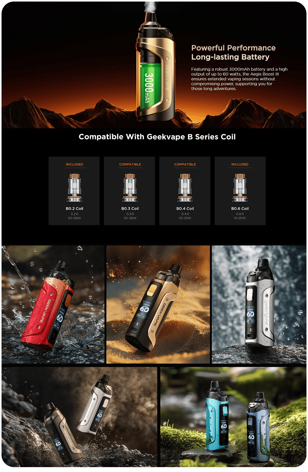 Geekvape Aegis Boost 3 Kit 5ml 60W 3000mAh Banner3