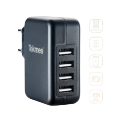 Tekmee 4x USB Ports Wall Charger Black