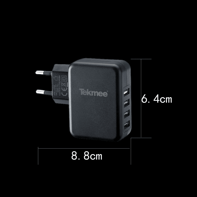 Tekmee 4x USB Ports Wall Charger Black Banner2