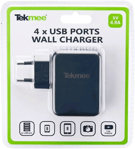 Tekmee 4x USB Ports Wall Charger Black Banner3