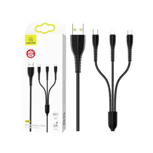 Usams 3IN1 USB Fast Charging Cablе Black