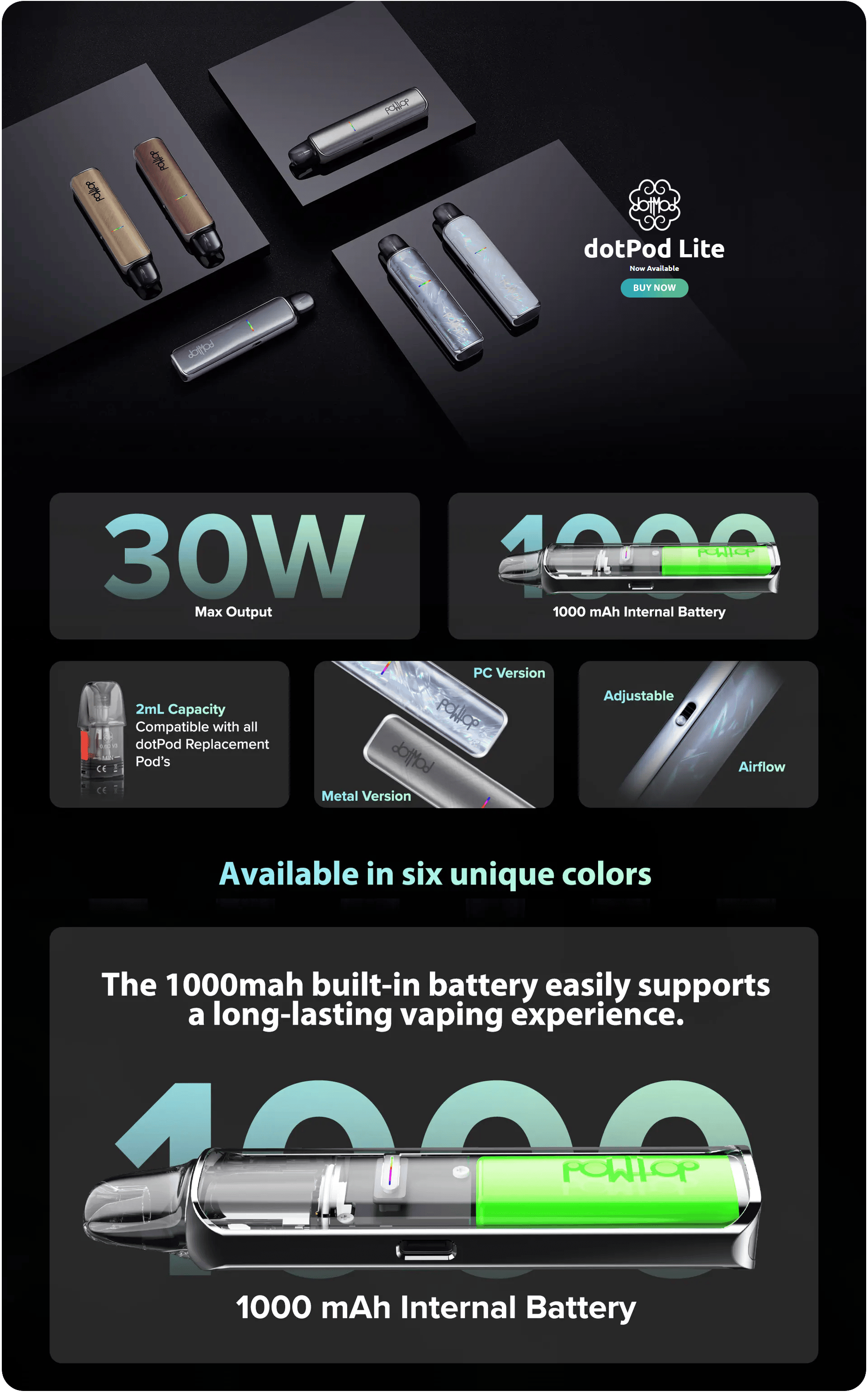 Dotmod Dotpod Lite 30W 1000mAh 2ml Kit Banner1