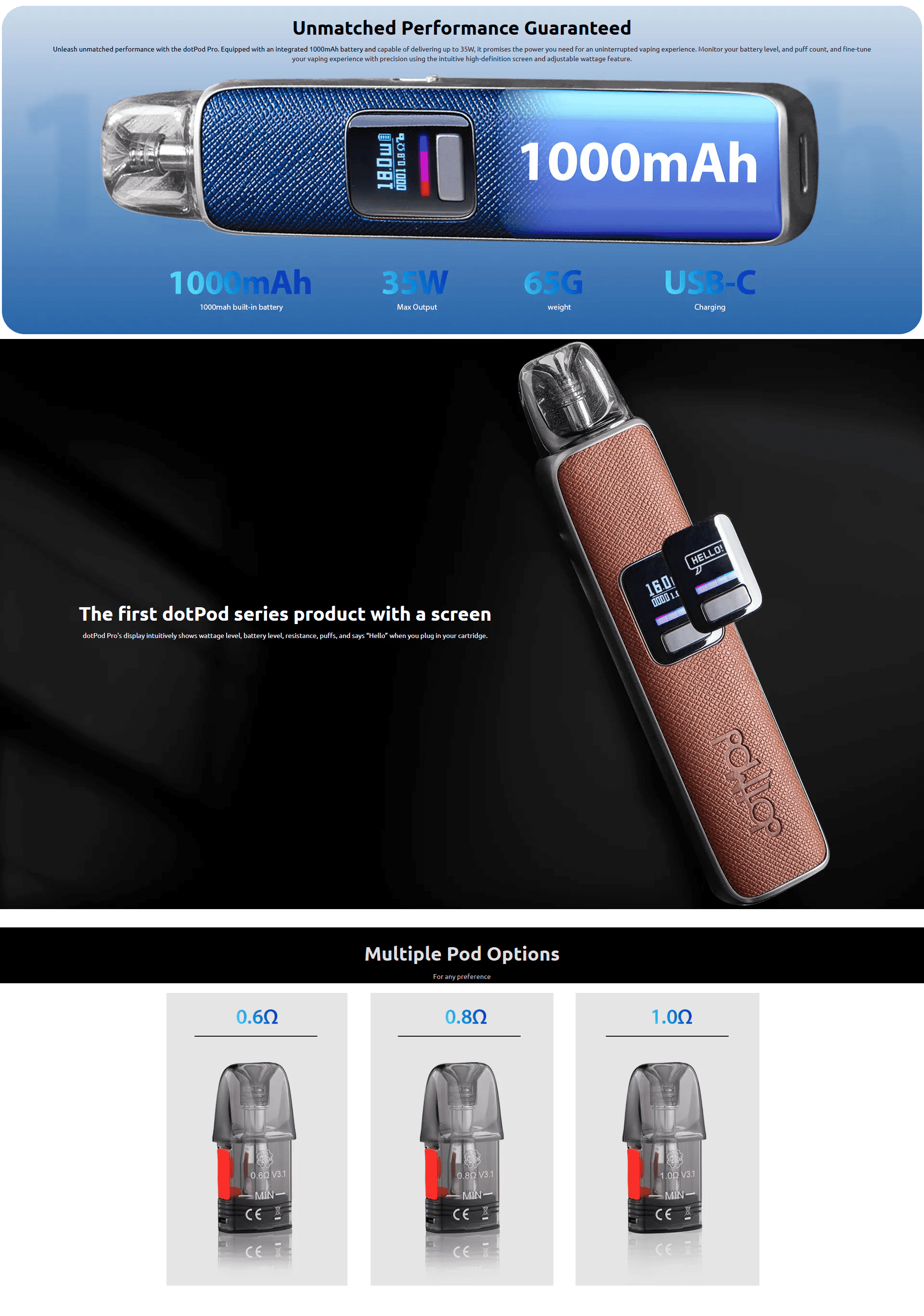 Dotmod Dotpod Pro 35W 1000mAh 2ml Kit Banner2