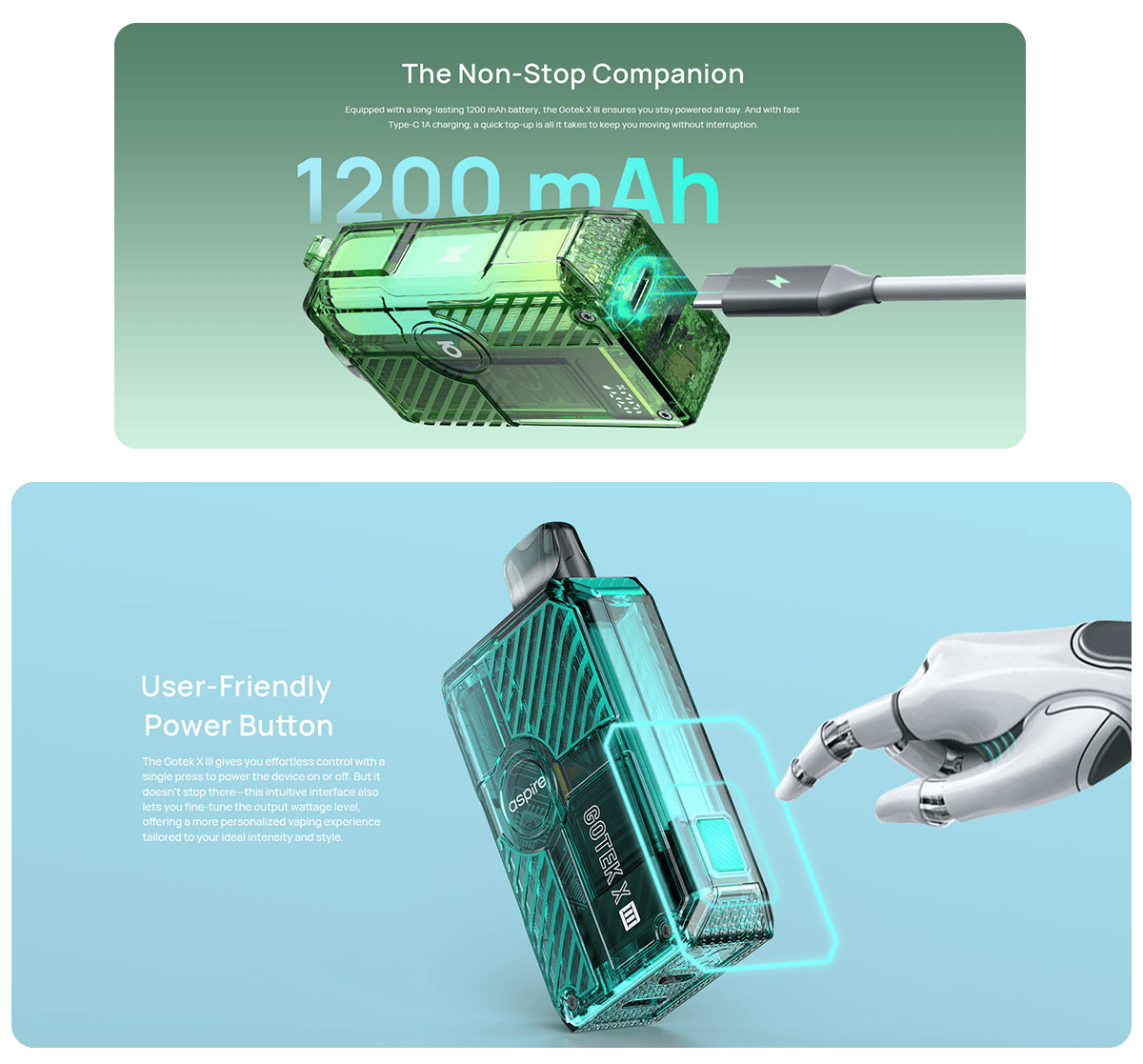 Aspire GoTek X III 4.5ml 1200mAh Pod Kit Banner5