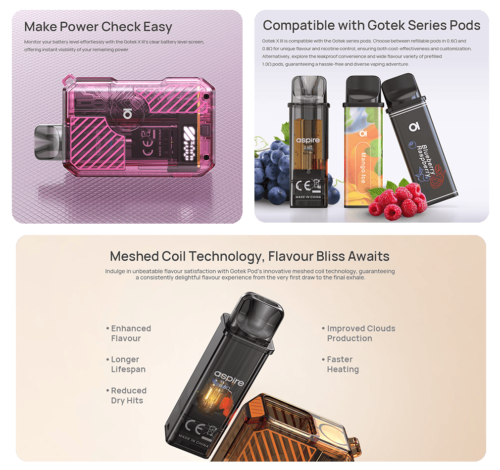 Aspire GoTek X III 4.5ml 1200mAh Pod Kit Banner6