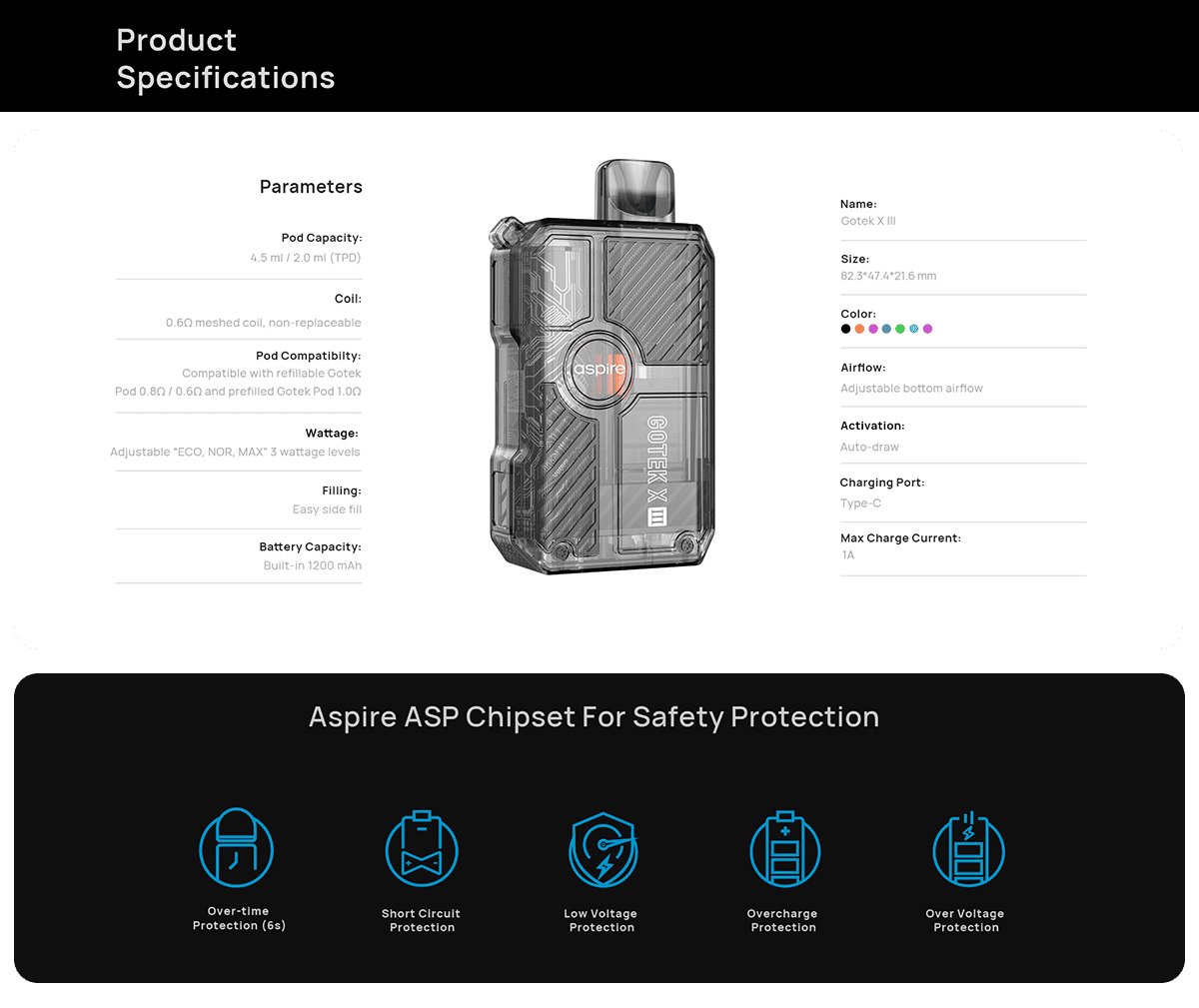 Aspire GoTek X III 4.5ml 1200mAh Pod Kit Banner7