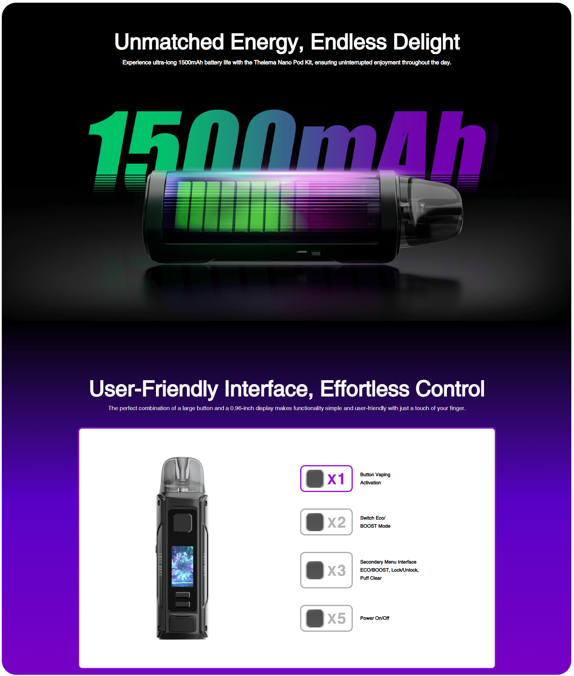 Lost Vape Thelema Nano Pod Kit 1500mAh 45W Banner4