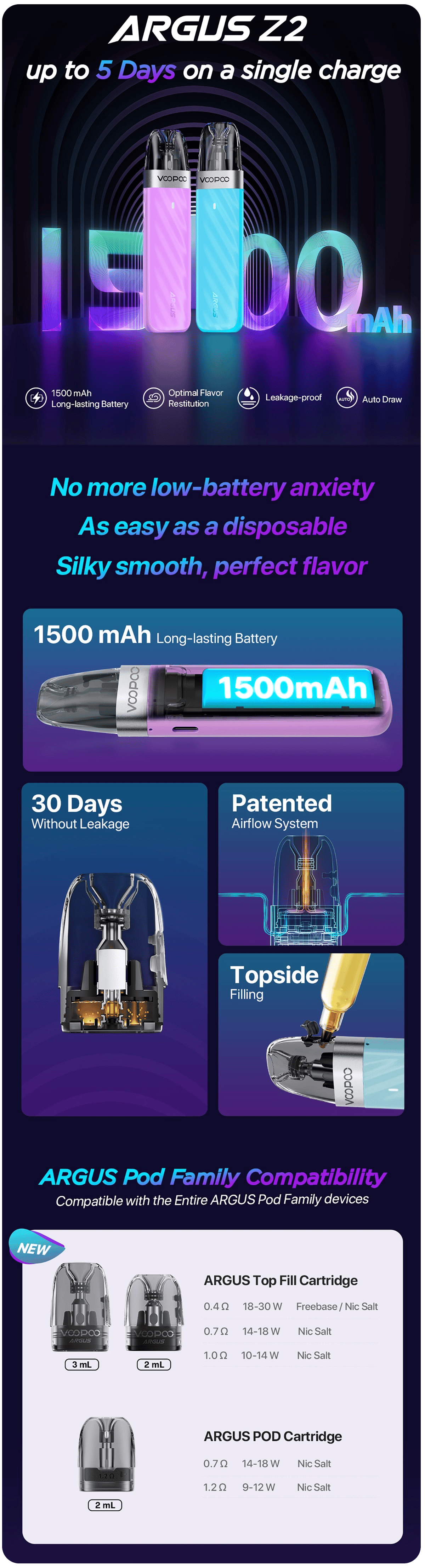 VooPoo Argus Z2 3ml 1500mAh Pod Kit Banner