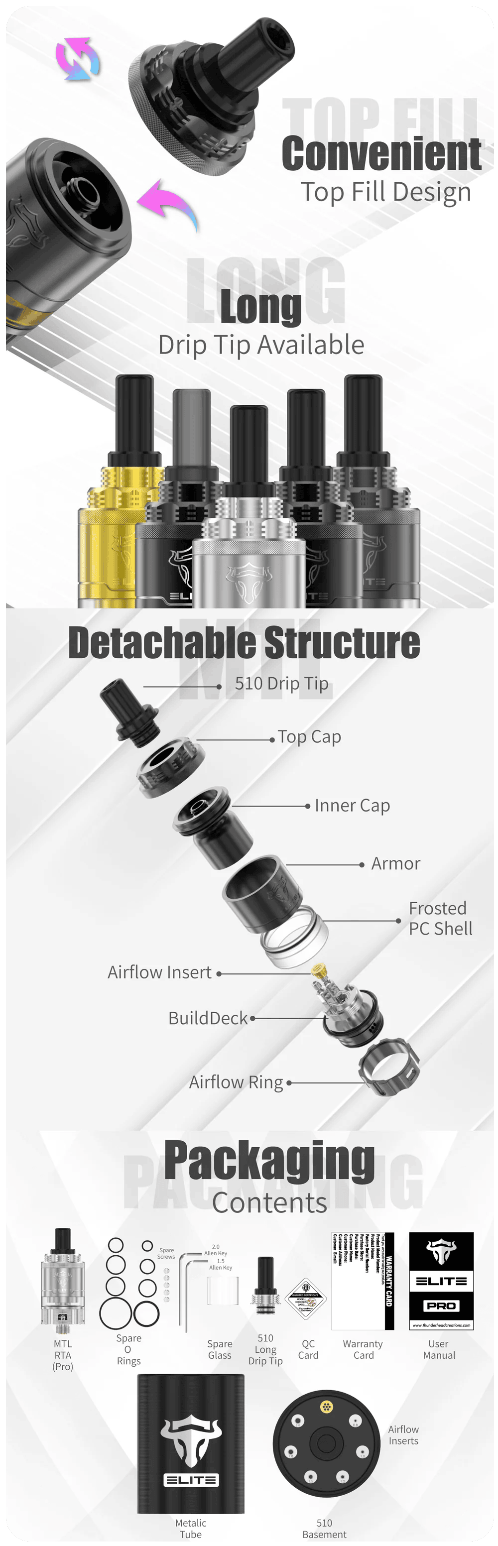 THC Tauren Elite Pro MTL RTA 2ml 22mm Banner3