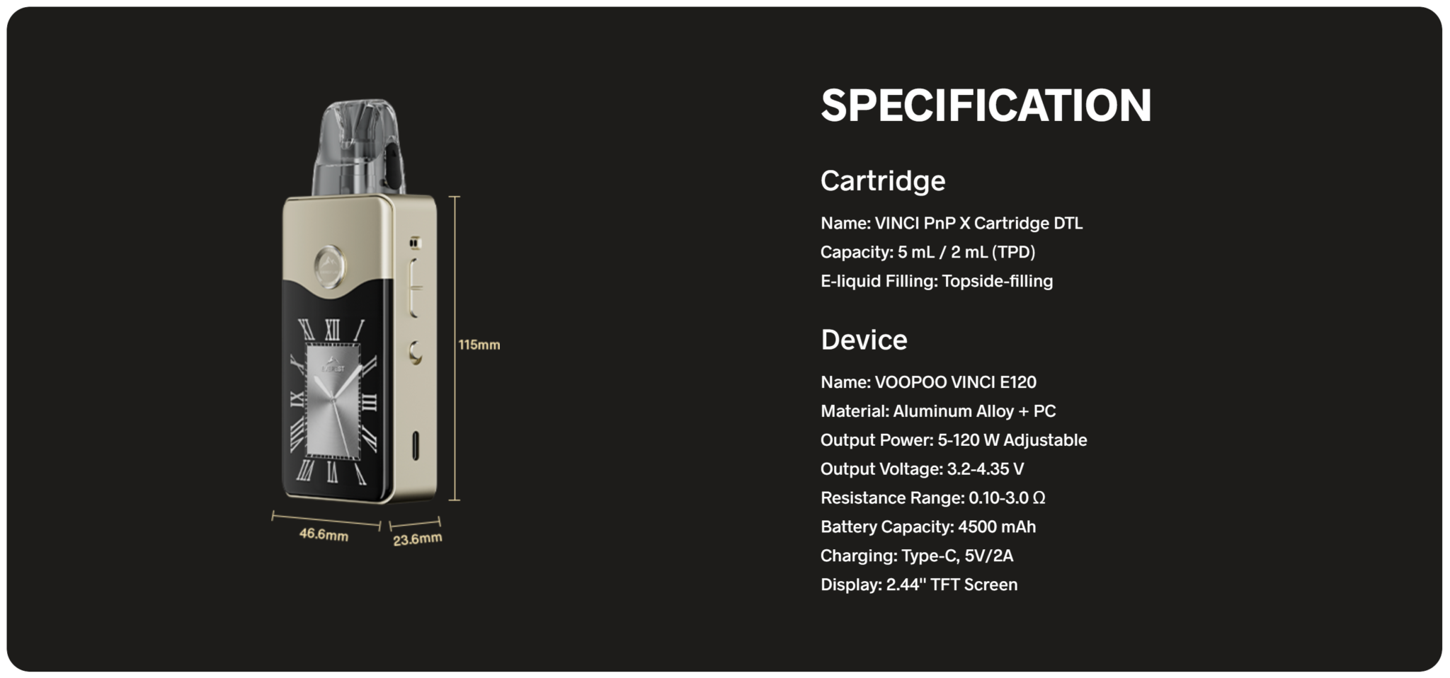 Voopoo Vinci E120 Pod Kit 5ml 120W 4500mAh Banner9