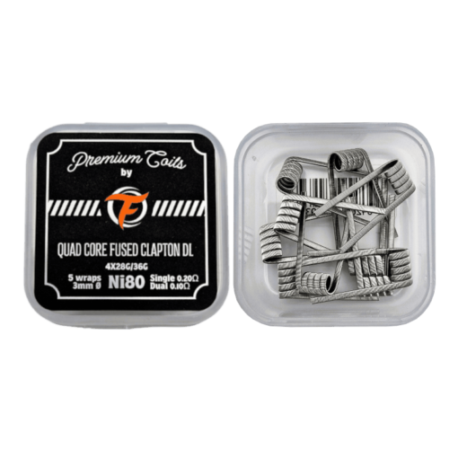 Fumytech Ni80 Quad Core Fused Clapton DL Coils 5 Warps Ø3.0mm Single 0.20Ω Dual 0.10Ω 10pcs