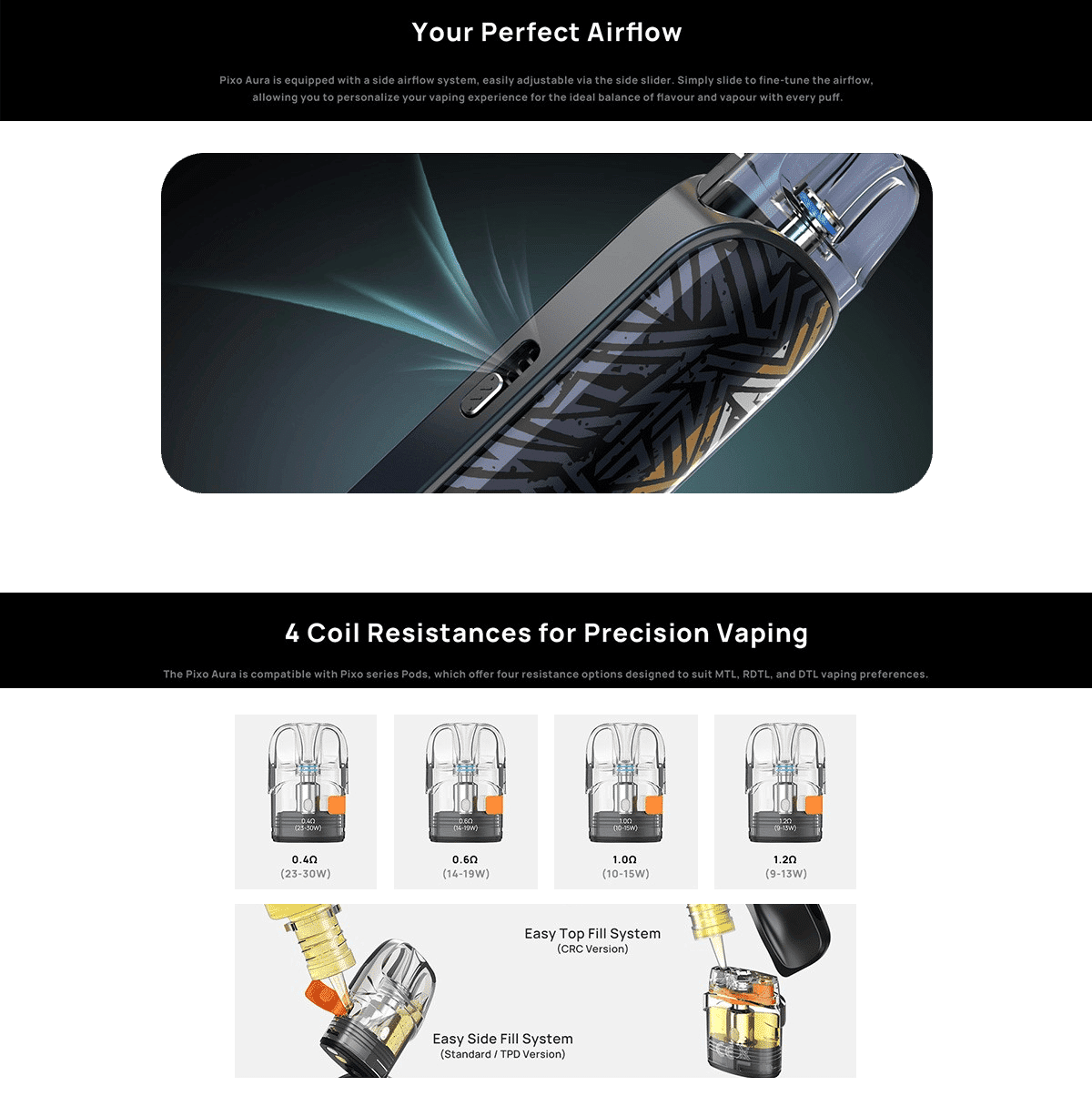 Aspire Pixo Aura Pod Kit 3ml 1300mAh Banner7