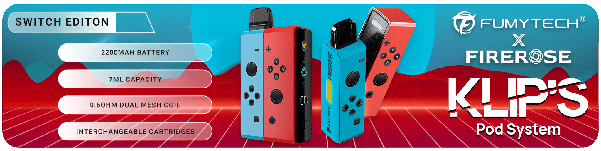 Klip’s Switch 7ml 2200mah Pod Kit Retro Gamer Edition Banner1