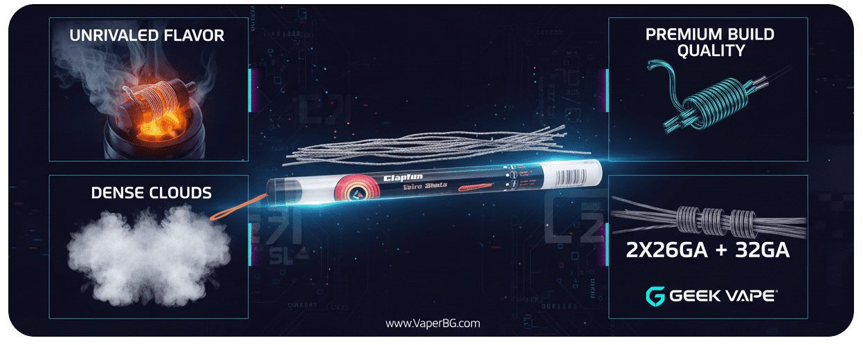 Geek Vape Twisted Clapton Wire Shots (2*26GA+32GA) 10pcs x 125mm Banner3