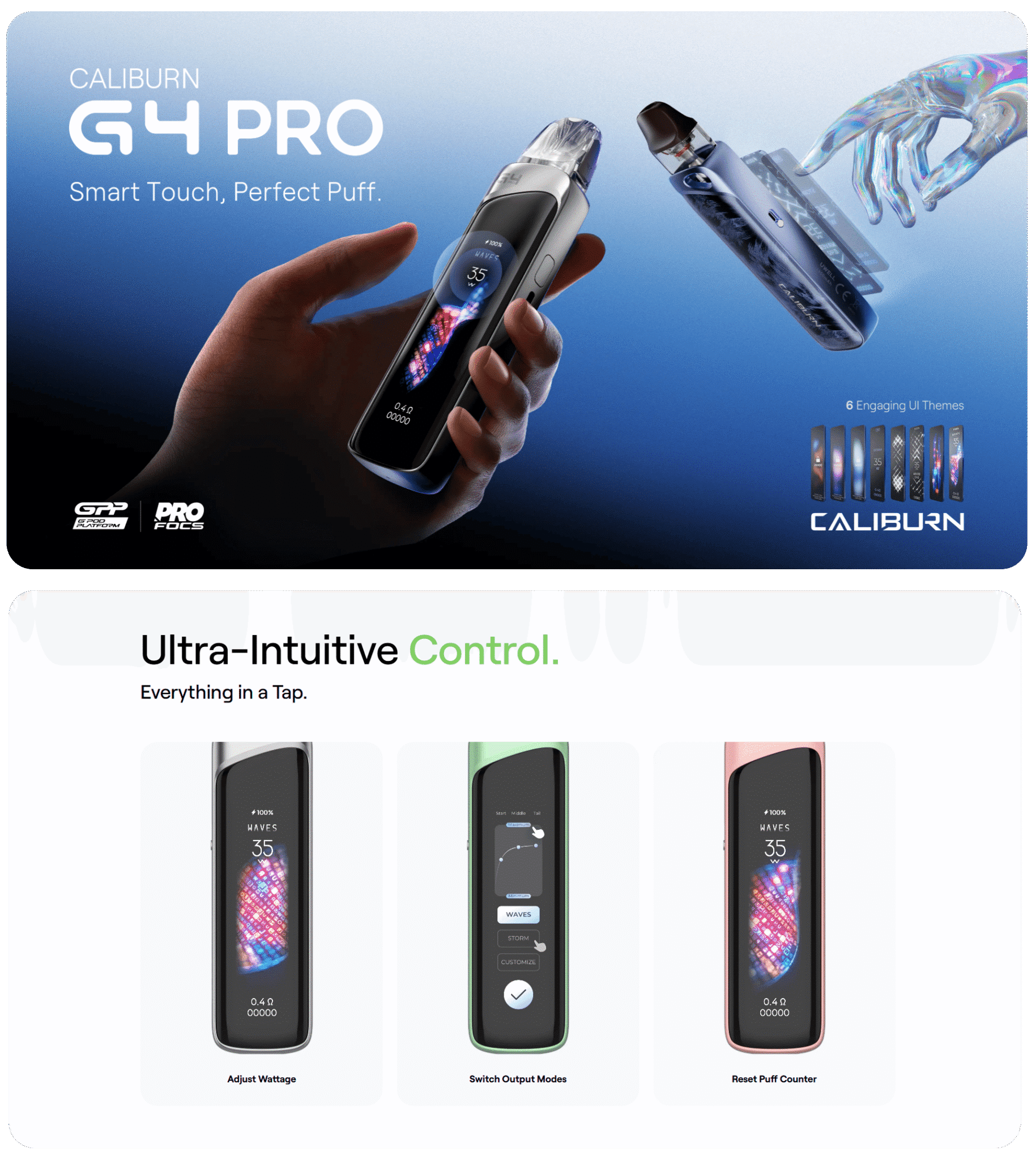 Uwell Caliburn G4 Pro Pod Kit 3ml 35W 1800mAh Banner1