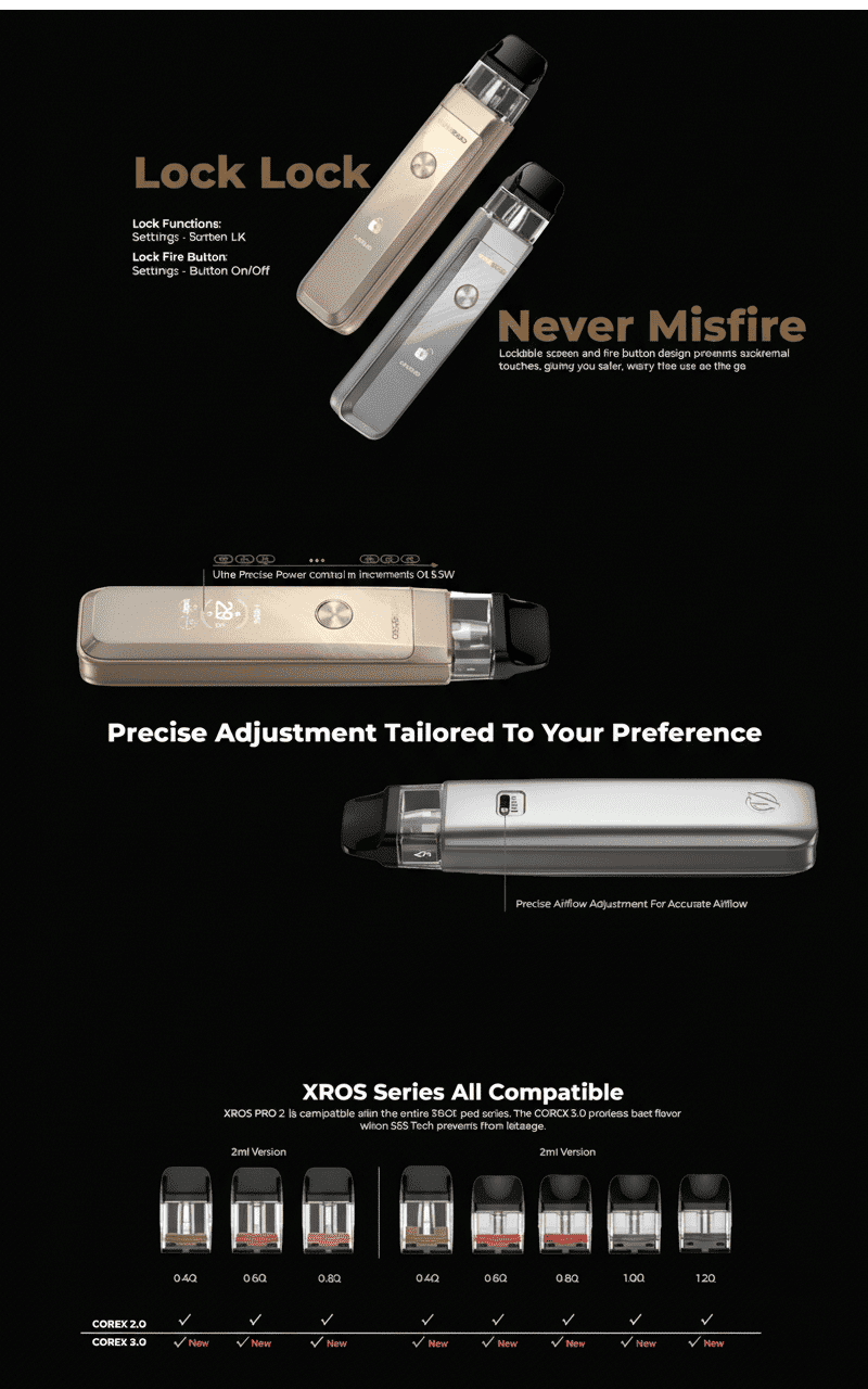 Vaporesso XROS Pro 2 Pod Kit 3ml 2000mAh Glittering Black Banner5