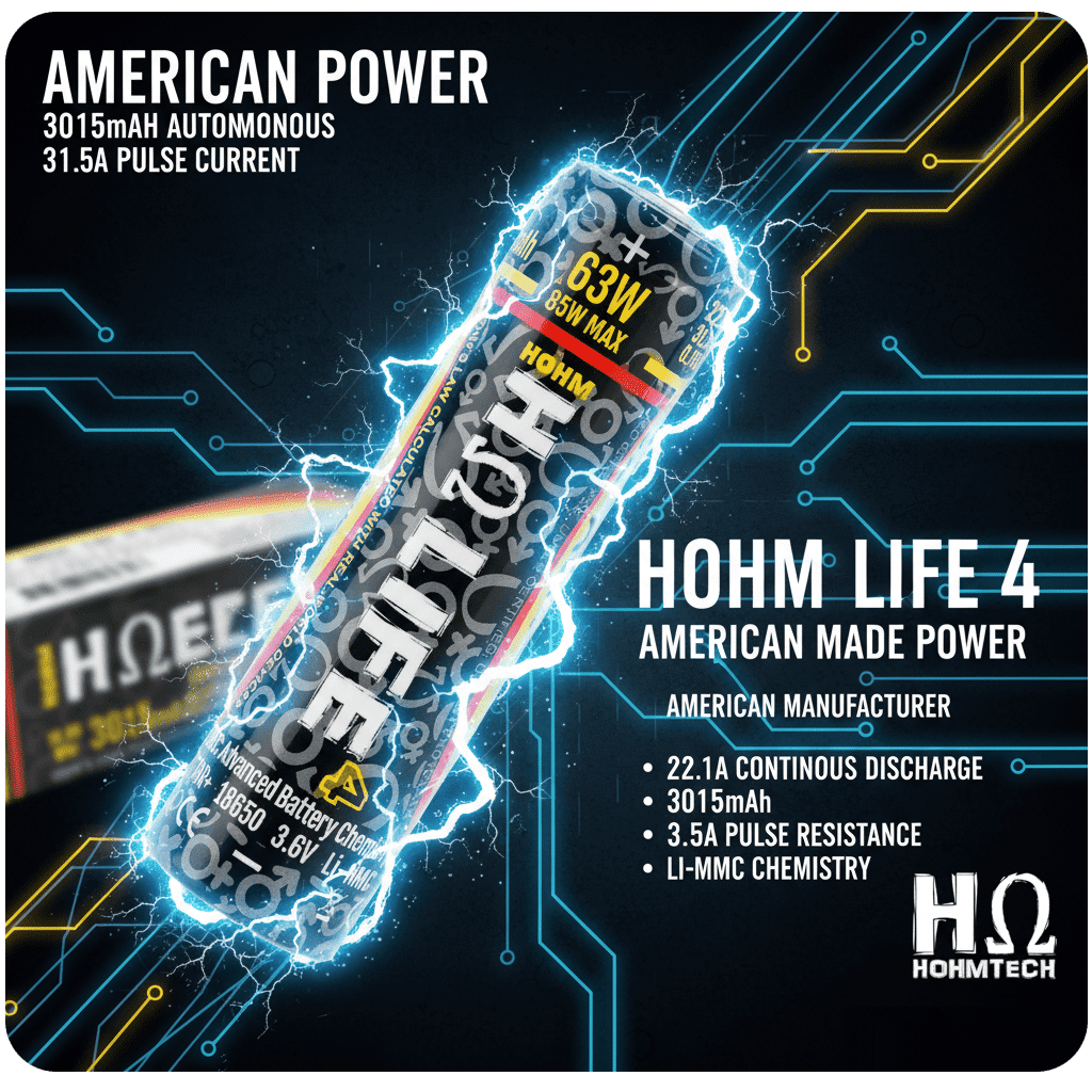 Hohm Tech Hohm Life⁴ 18650 22.1A 3015mAh Battery Banner1