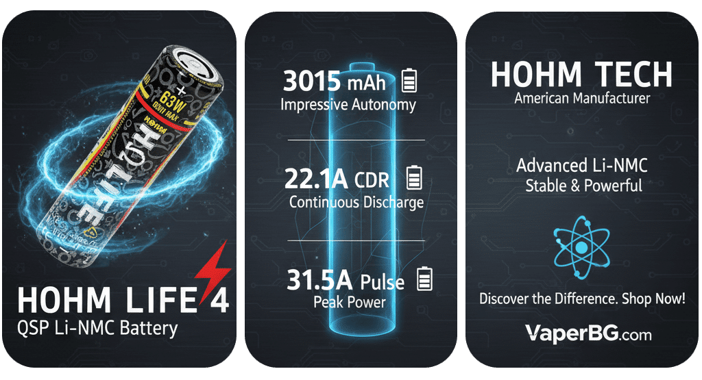 Hohm Tech Hohm Life⁴ 18650 22.1A 3015mAh Battery Banner2