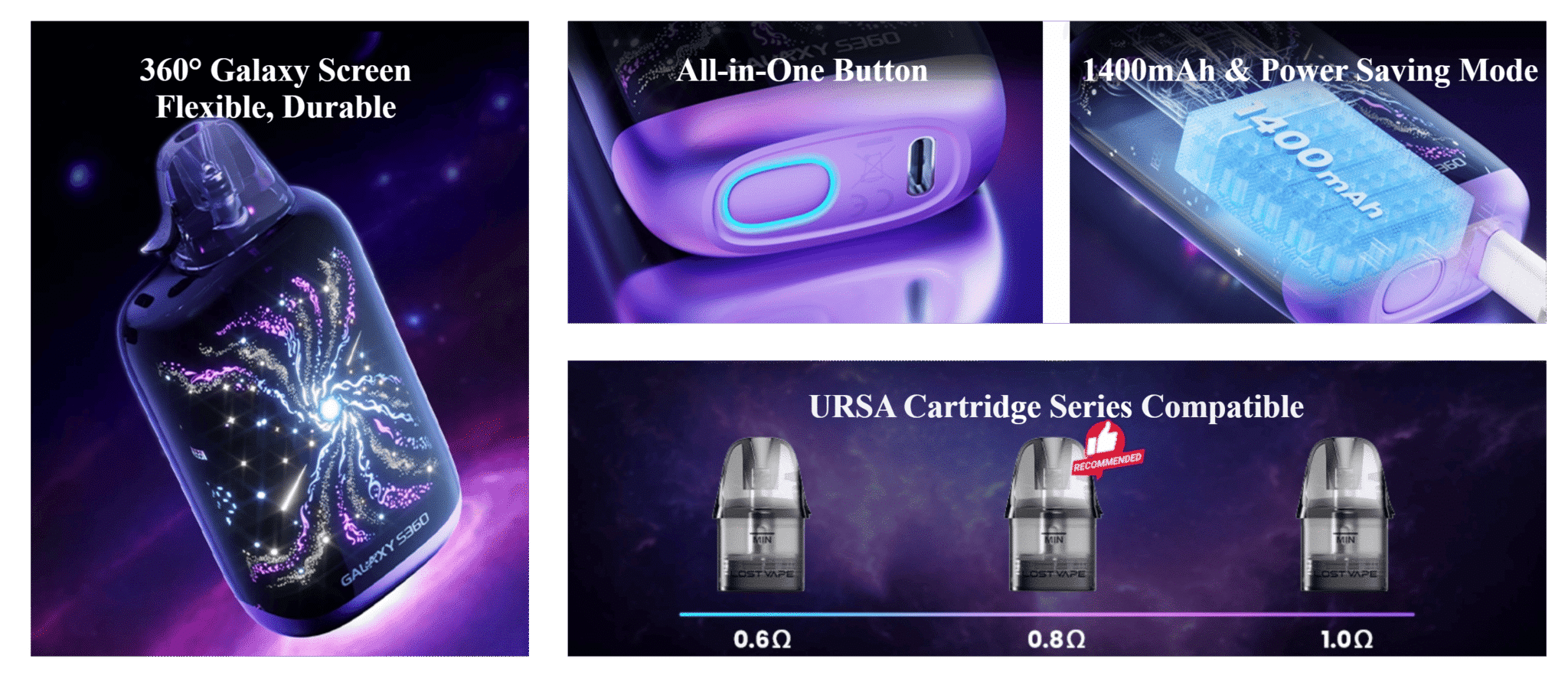 Lost Vape Galaxy S360 Pod Kit 2.5ml 1400mAh Banner3