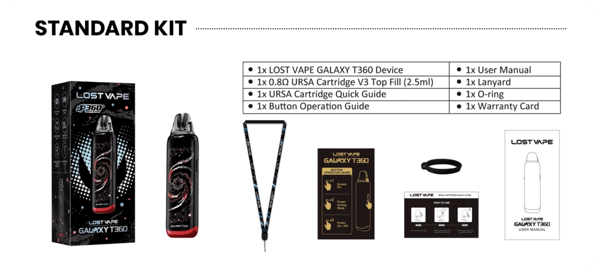 Lost Vape Galaxy T360 Pod Kit 2.5ml 1200mAh Banner9