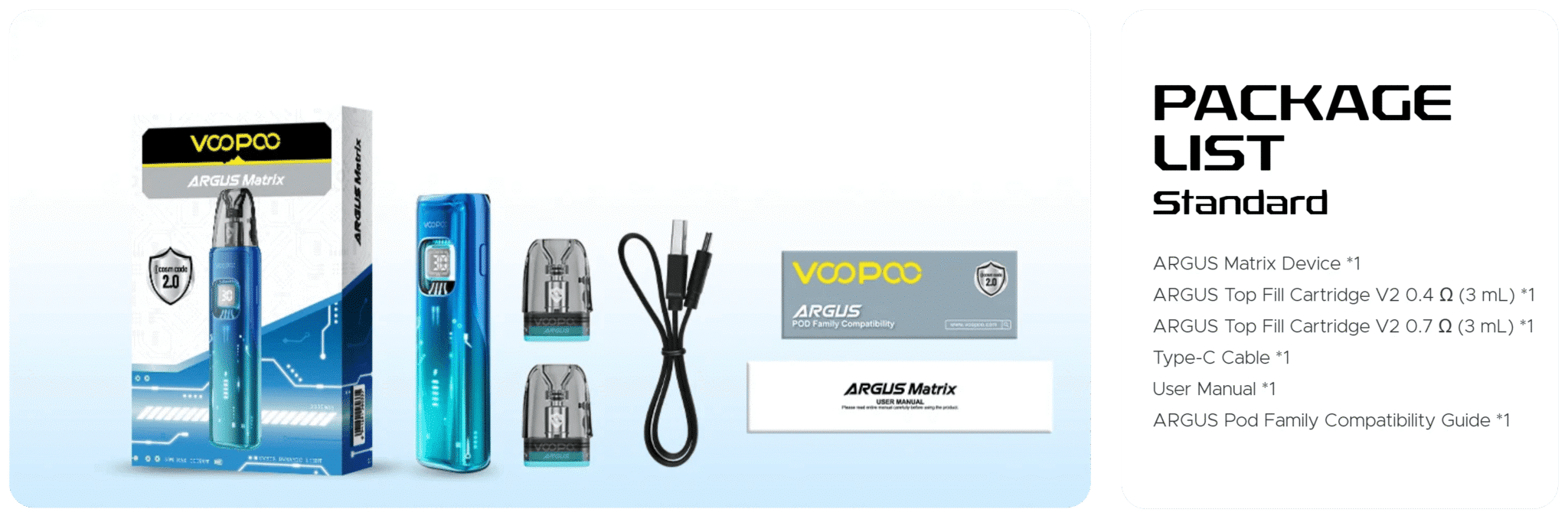 VooPoo Argus Matrix 1350mAh 3ml Pod Kit Banner10