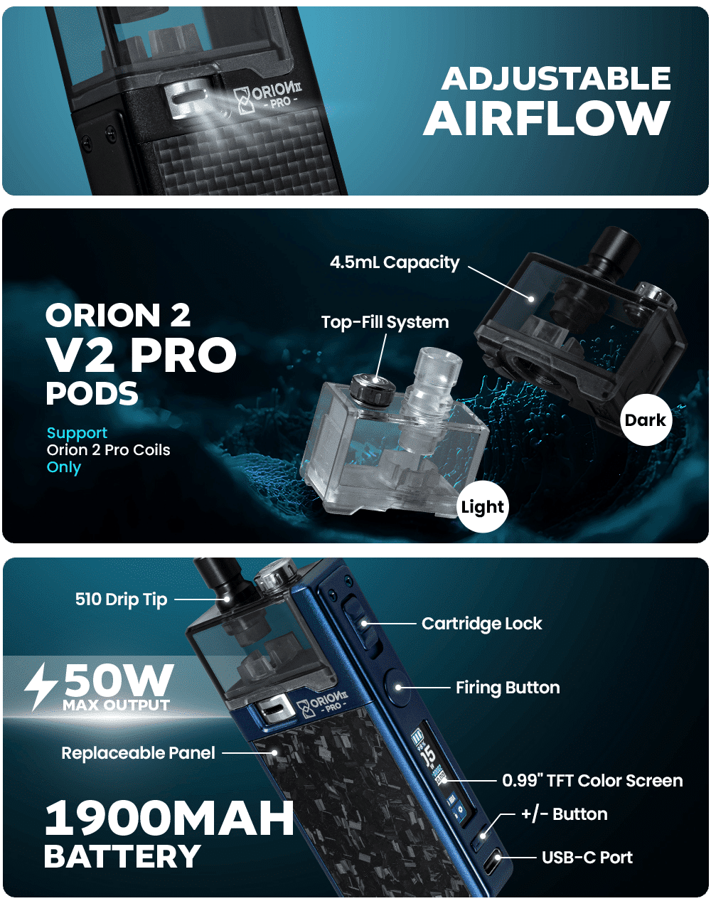 LVE Orion II PRO+RBA 4.5ml 1900mAh Banner3